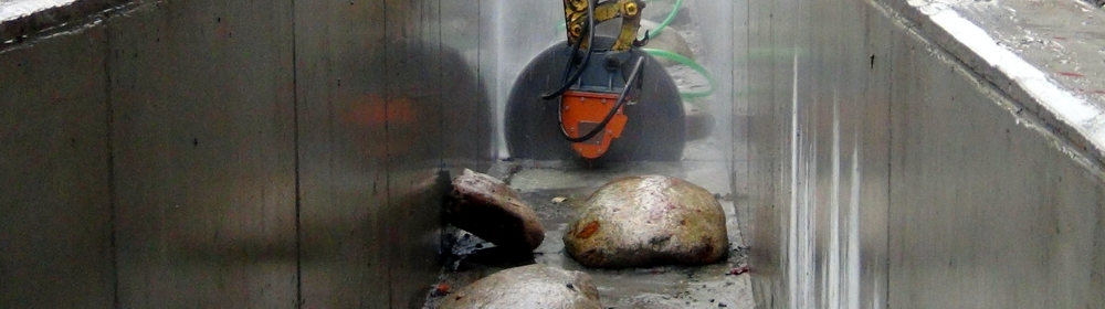<li>Cutting concrete</li>Diamond rocksaws for mini excavator